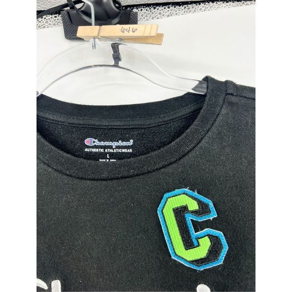 Champion Stitch Embroidered Long Sleeve Sweatshirt Black Large - Picture 5 of 9